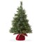 Casafield 2FT Pre-Lit Artificial Mini Christmas Tree, Fir Tabletop Holiday Tree with Lights and Velvet Bag Base